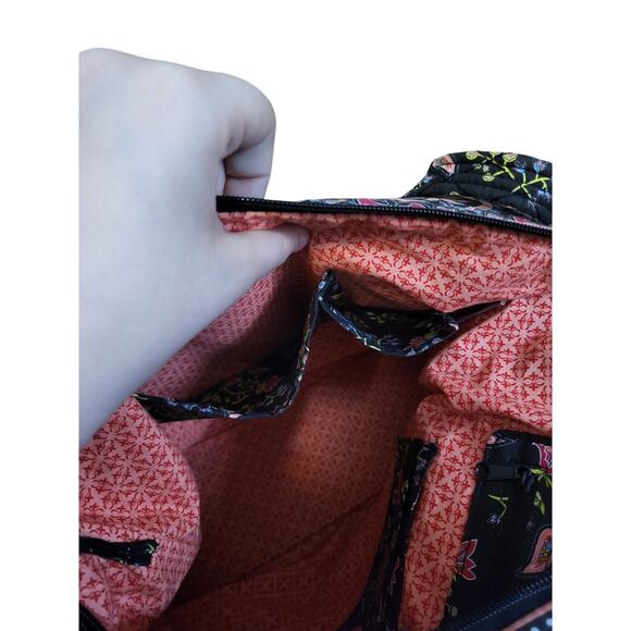 Croft & Barrow Quilted Tote Bag Black Floral Paisley Shoulder Bag Purse Zip Top - Picture 11 of 11